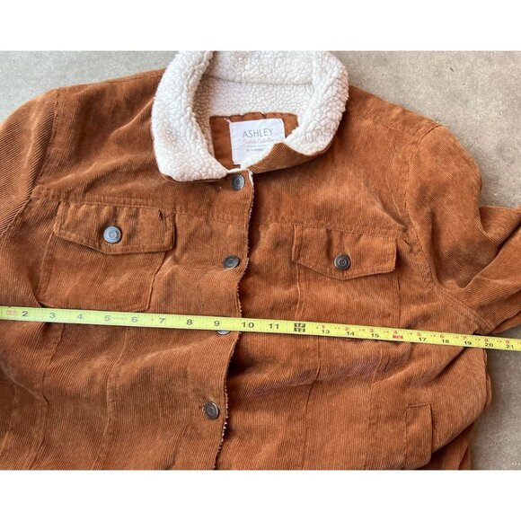 Ashley Sunrise Collection Tan Coruroy Sherpa Trucker Jacket XL Barn Coat Chores - Picture 6 of 12
